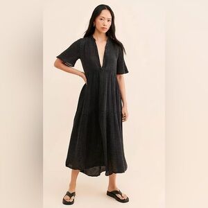 Anthropologie Black Midi Dress